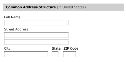 Address structure for US
