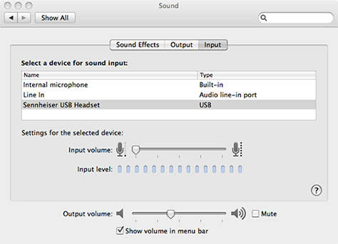Mac System Preferences for Sound