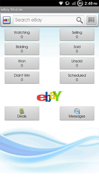 eBay mobile Web app on an Android device 