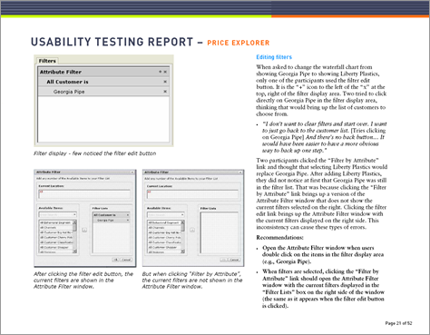 A usability testing report