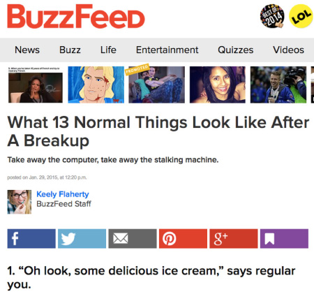 BuzzFeed makes it hard to miss the sharing options.