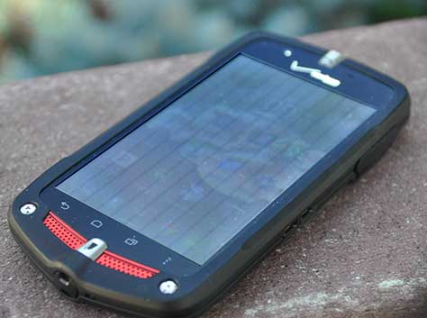 Vertical, capacitive touch sensors, visible in sunlight on a Casio mobile phone