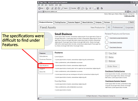 A wireframe with annotated user research findings