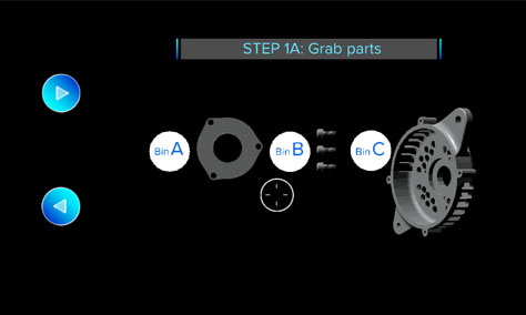 Parts to choose from lettered bins