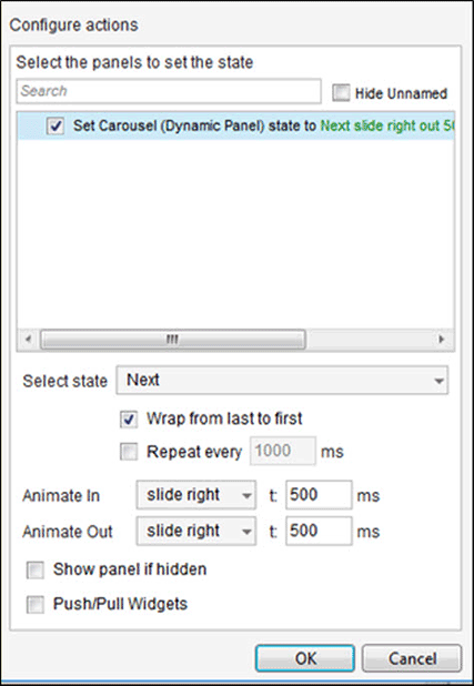 Setting up the right-arrow interaction for the carousel