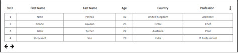 Data grid with sorting and pagination