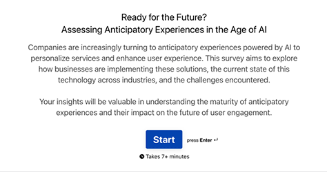Survey to assess anticipatory experiences in the age of AI