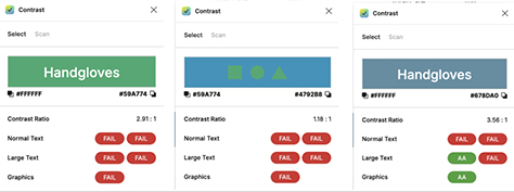 Color-contrast test of key elements against their background