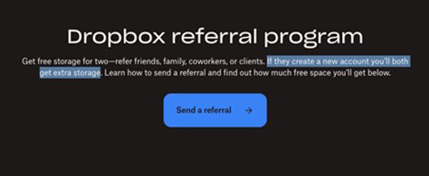 Offer to join the Dropbox referral program