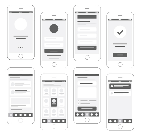Wireframes for a mobile app