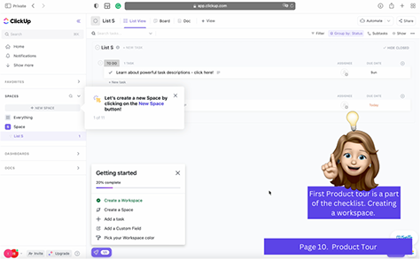 ClickUp's onboarding checklist