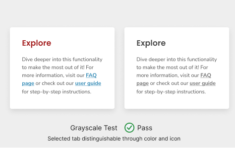 Insufficient color contrast between active and default states