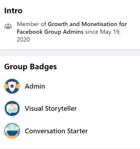 Gamification features on Facebook include group badges