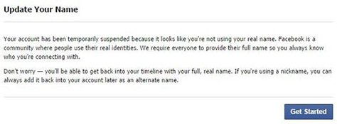 Facebook notified users to update their real name