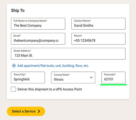 For the United States, a postal code is a required field