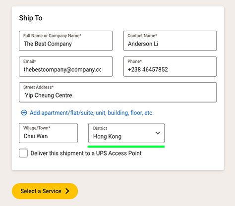 For Hong Kong, there is no ZIP code field