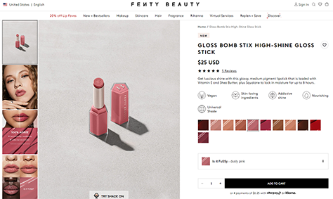 Fenty Beauty's Web site