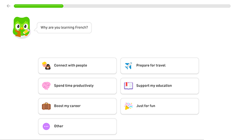 Onboarding on Duolingo