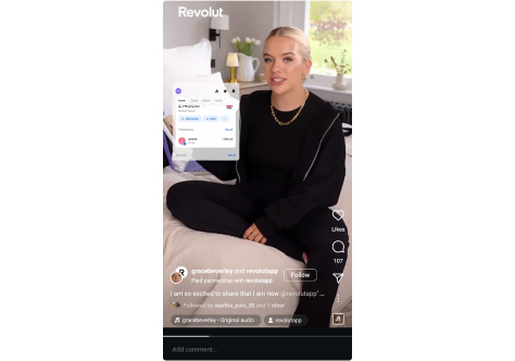 Revolut's partnership with an influencer